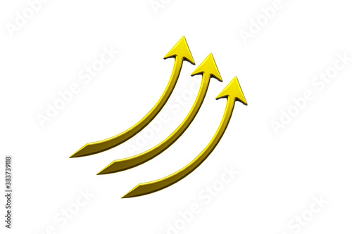 Business golden arrows graph statistics growth up sales logo icon 3D image render template
