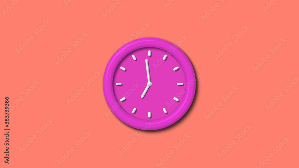 Pink color 3d wall clock isolated on red light background,counting down clock isolated Pink color 3d wall clock isolated on red light background,counting down clock isolated