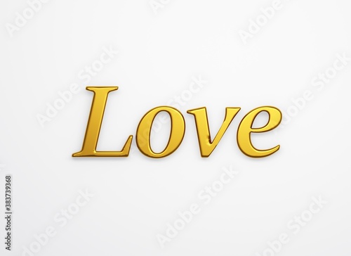 Gold love 3d text word lettering postcard image template