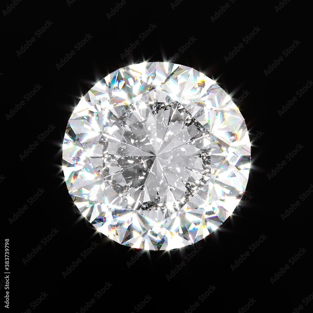 Diamond close-up on a black background. Sparkling facets with dispersion. Illustration. Diamond close-up on a black background. Sparkling facets with dispersion. Illustration.