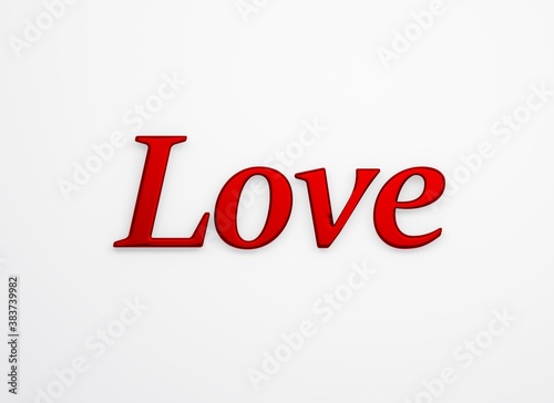 Red love 3d text word lettering card