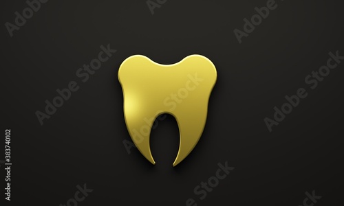 Gold tooth 3D image banner background template on black background
