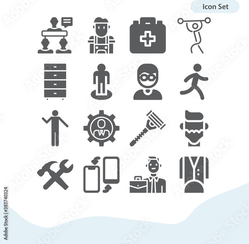 Simple set of worker related filled icons.