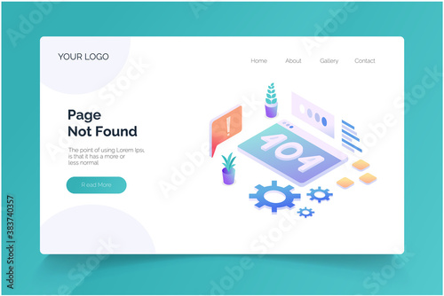 Page not found isometric. landing page vector template