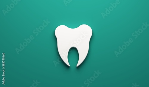 Tooth 3D image banner background template on green background