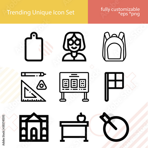 Simple set of chalk related lineal icons.