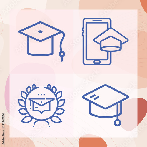 Simple set of commencement ceremony related lineal icons