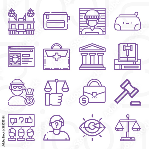 16 pack of defendant  lineal web icons set