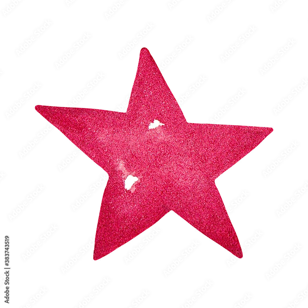 Fototapeta premium Star. Hand painted isolated watercolor illustration in red color on white background