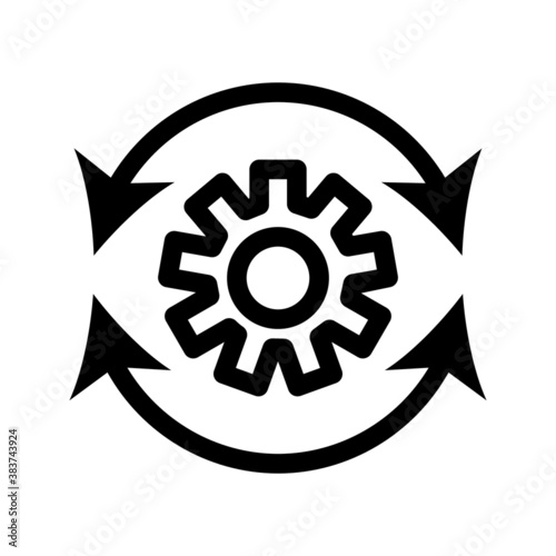 Process icon on white background. Process symbol in black for your web site design