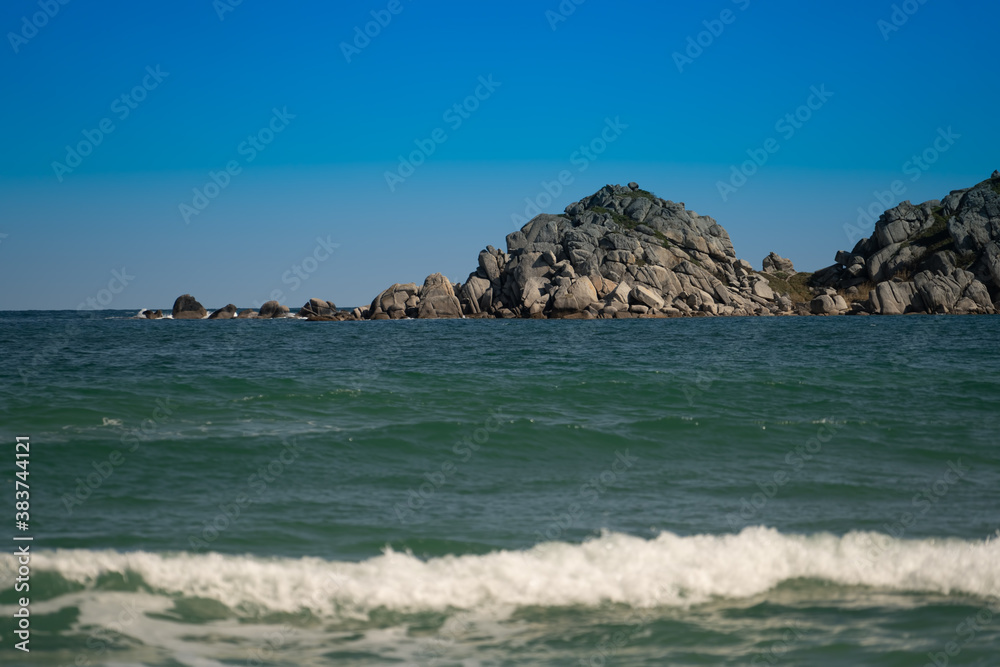 Seascape with a view of beautiful rocks.
