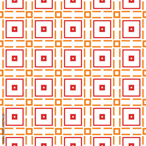 Vector seamless pattern texture background with geometric shapes, colored in red, orange, white colors.