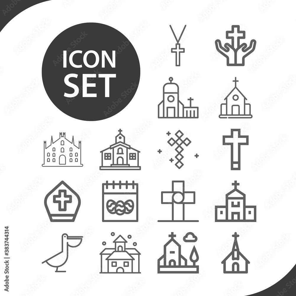 Simple set of catholics related lineal icons.