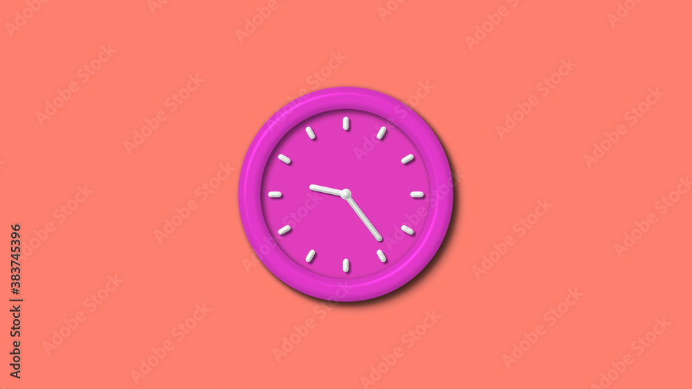 New pink color 3d wall clock isolated on red light background, Clock isolated New pink color 3d wall clock isolated on red light background, Clock isolated