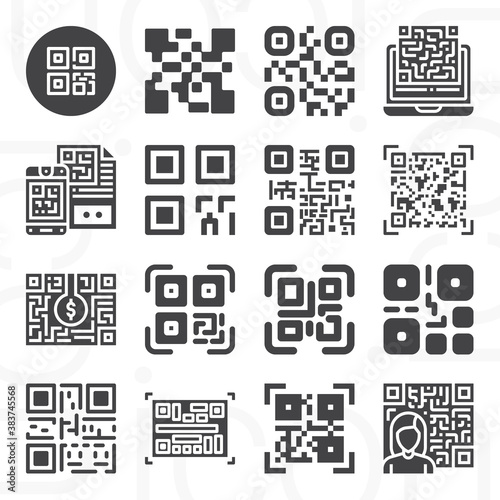 16 pack of qr  filled web icons set