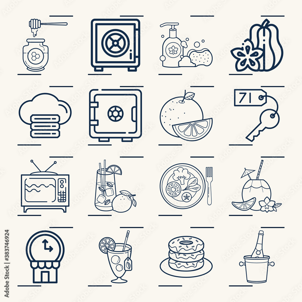 Simple set of philosopher related lineal icons.