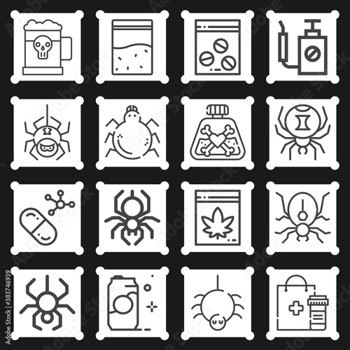 16 pack of poison  lineal web icons set