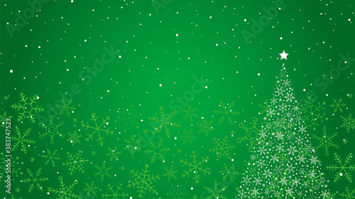雪の結晶クリスマスツリー背景　緑