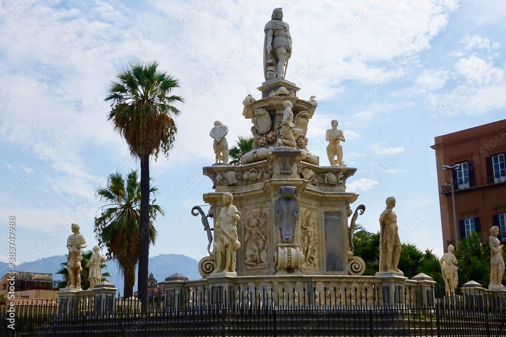 Italy Sicilia. Statue in front of the Palazzo Reale.in Palermo