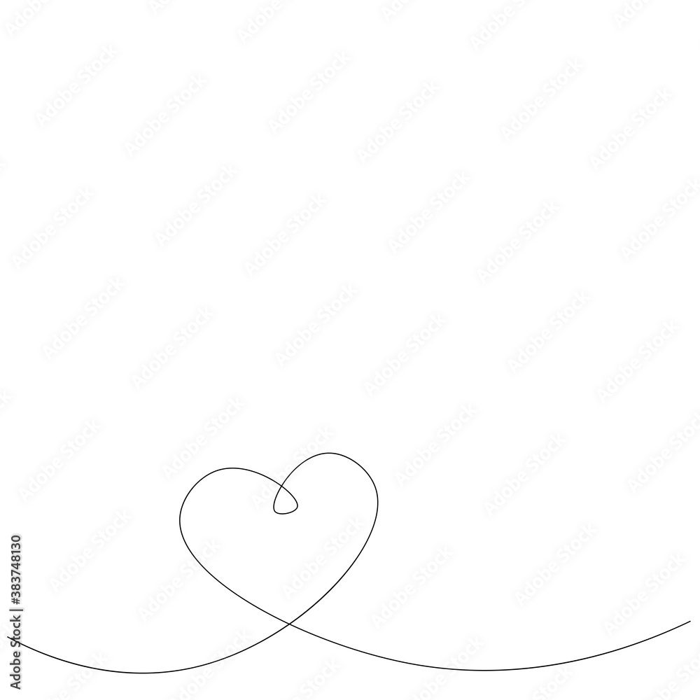 Heart line drawing. Vector illustration
