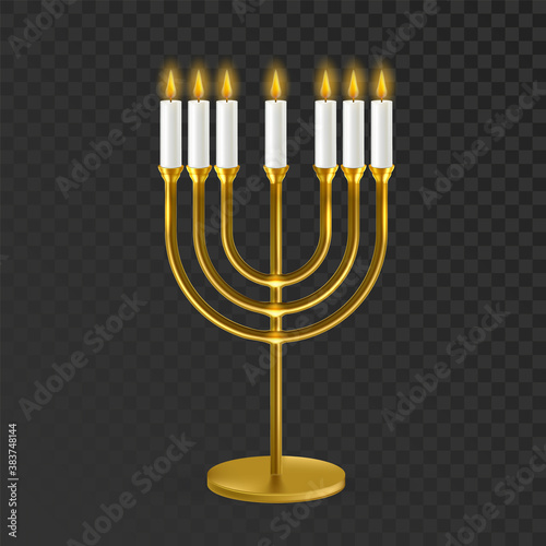 Menorah Jewish Traditional Candles Holder Vector Illustration