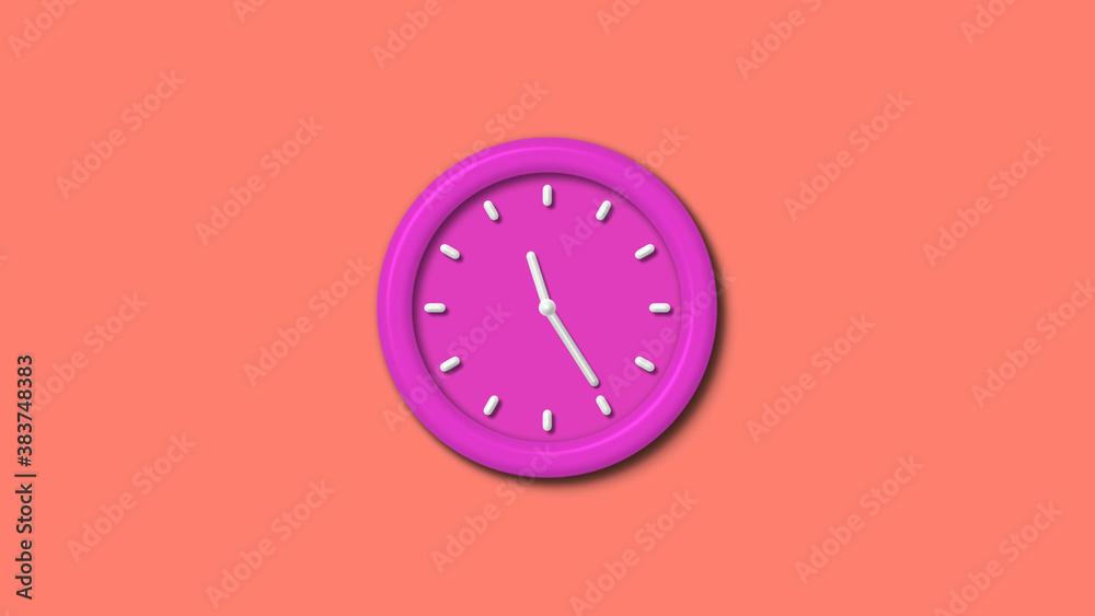 New pink color 3d wall clock isolated on yellow background,Counting down clock isolated New pink color 3d wall clock isolated on yellow background,Counting down clock isolated