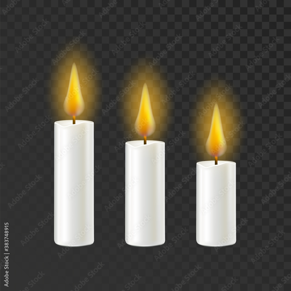 Candle Burning Flame Different Size Set Vector Candle Burning Flame Different Size Set Vector