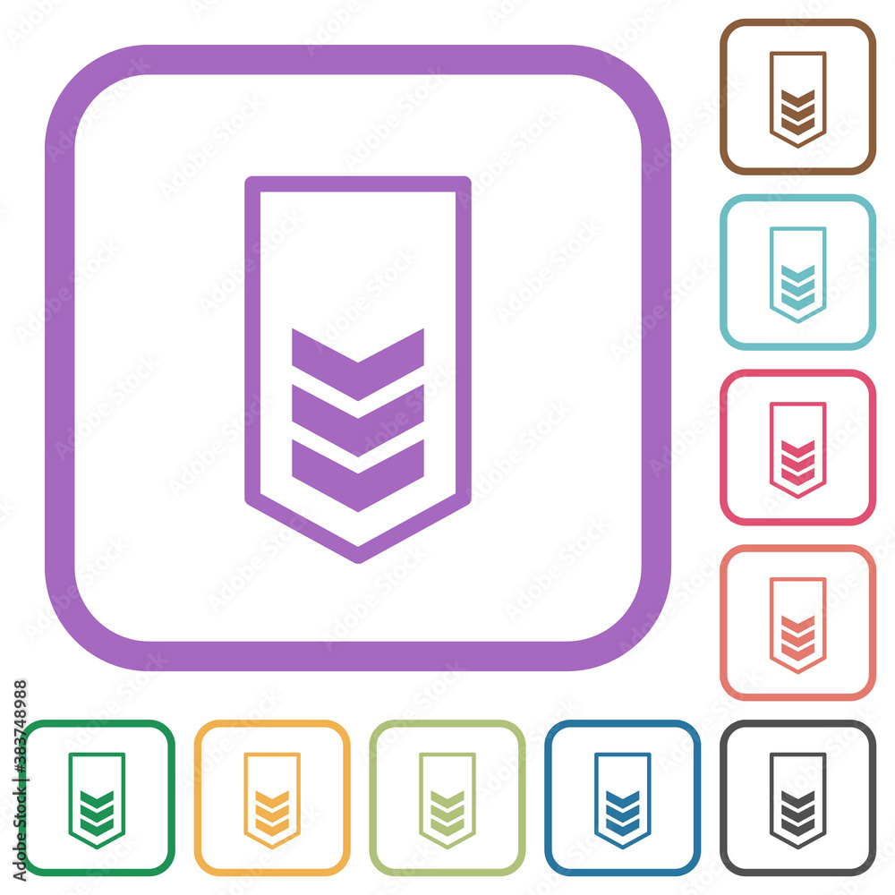 Military insignia with three chevrons simple icons Military insignia with three chevrons simple icons