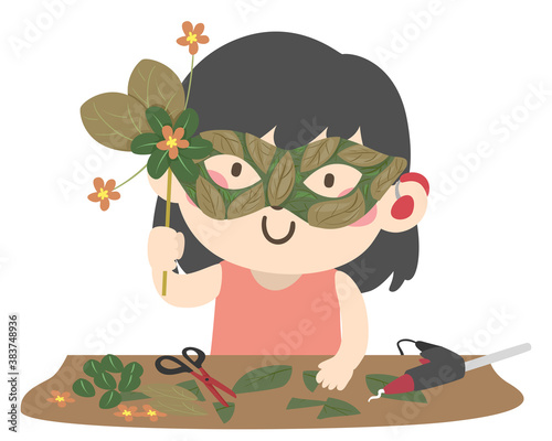 Kid Girl Leaf Mask Making Scissors Heat Gun
