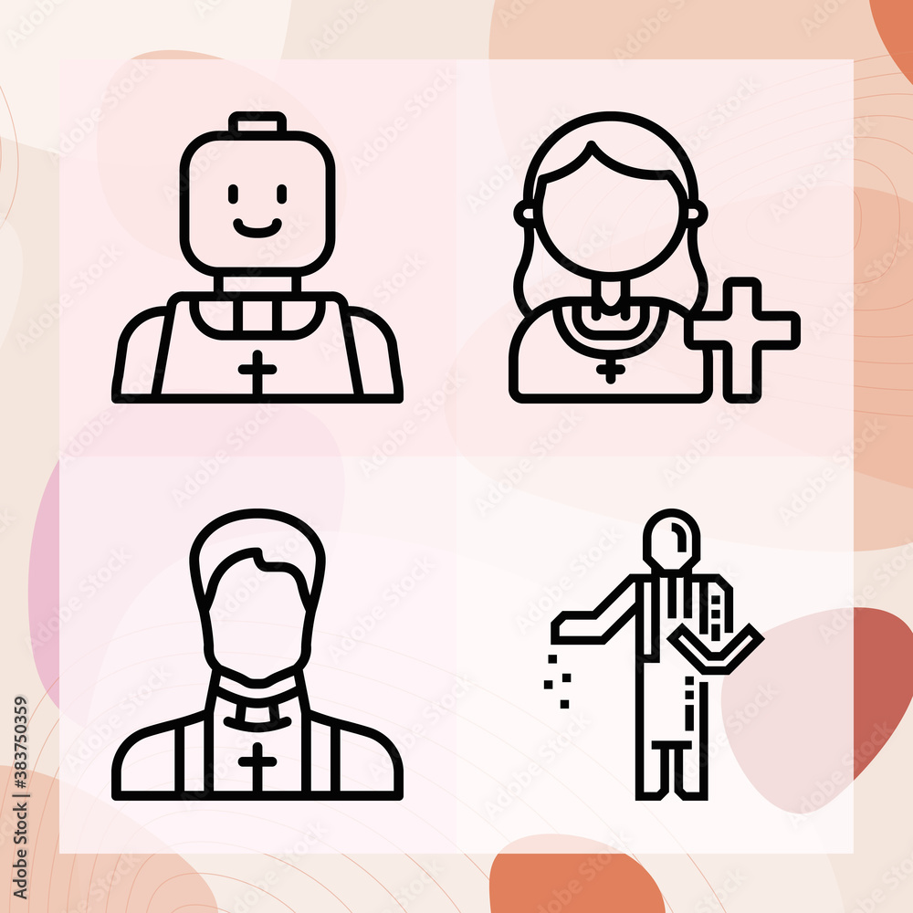 Simple set of spiritual leader related lineal icons Simple set of spiritual leader related lineal icons