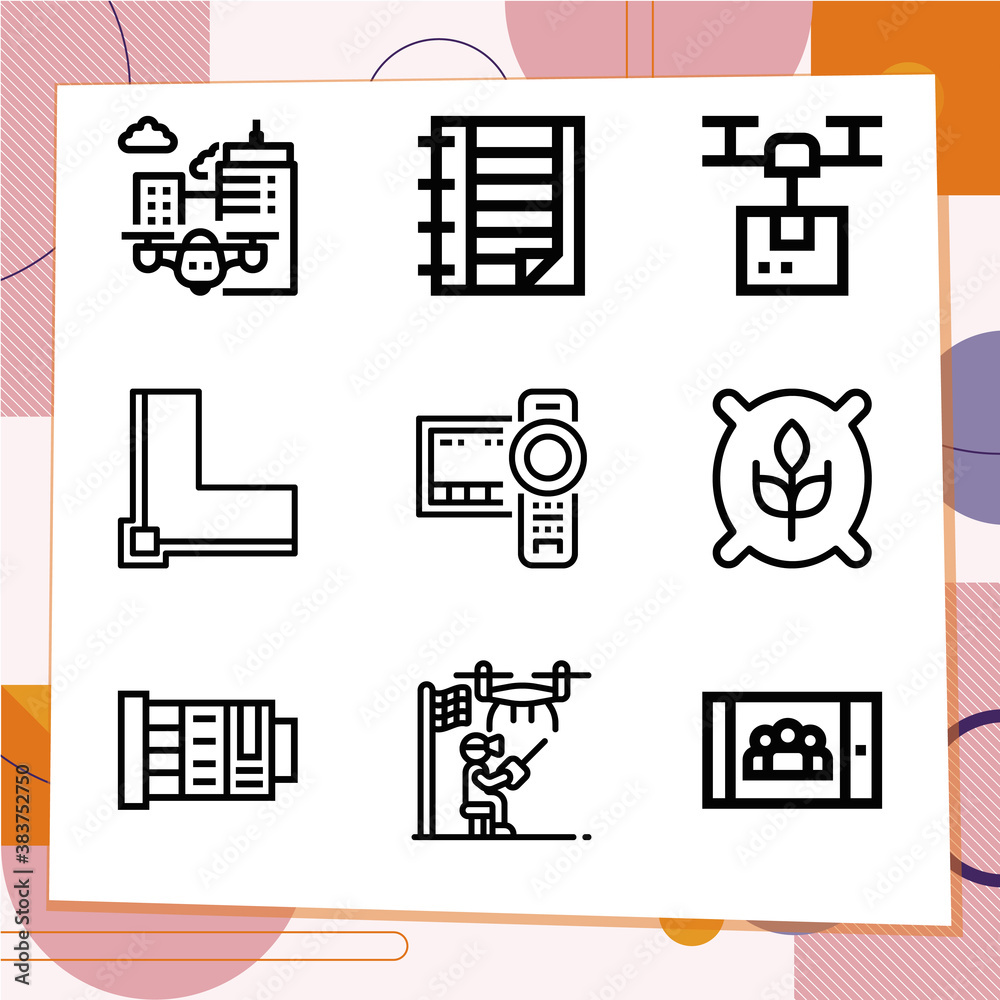 Simple set of 9 icons related to conclusion