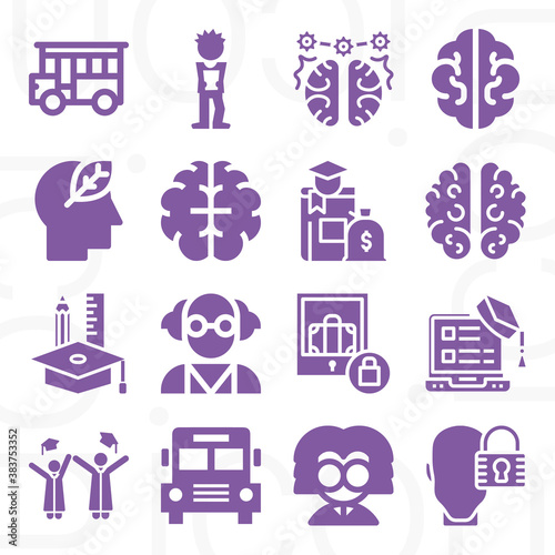 16 pack of intellect  filled web icons set