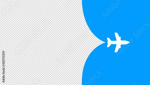White BusinessTravel Concept Banner - Airplane Isolated On Blue Background