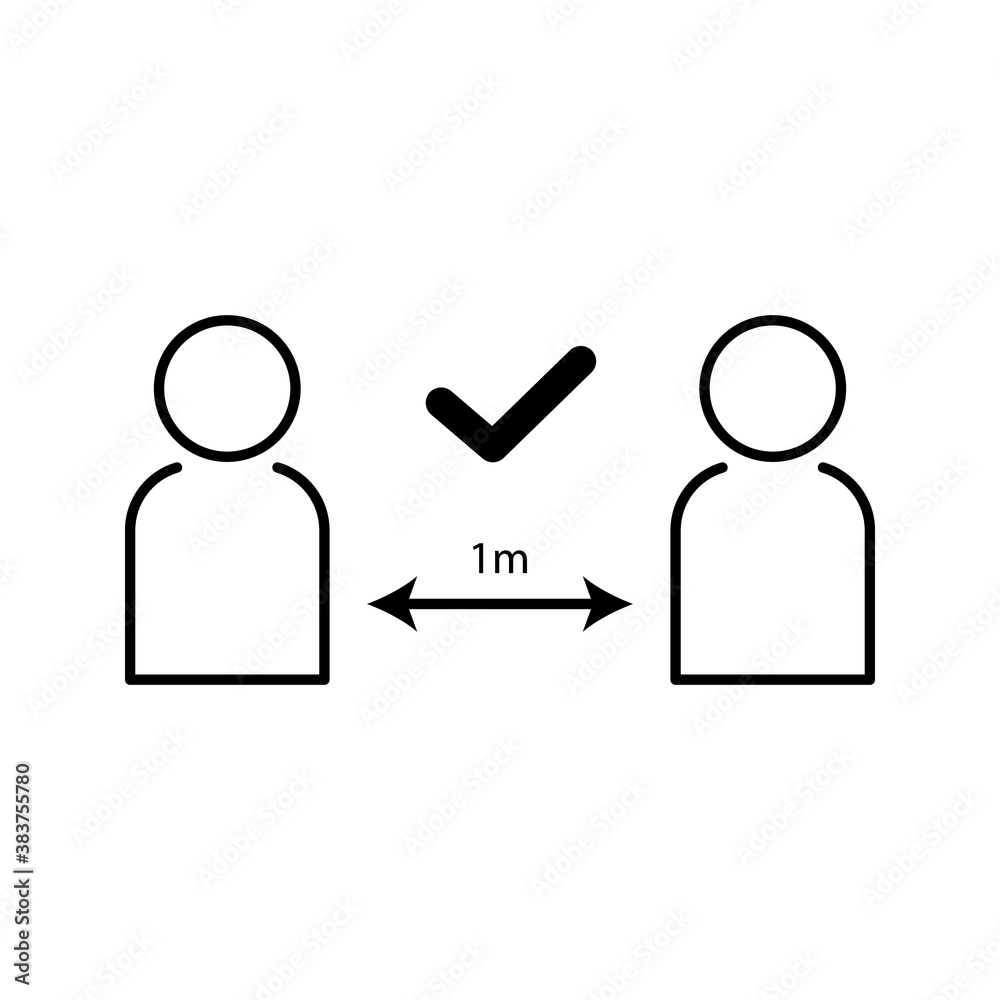 Keep the 1 meter distance icon. Coronovirus epidemic protective equipment sign vector illustration Keep the 1 meter distance icon. Coronovirus epidemic protective equipment sign vector illustration