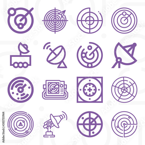16 pack of early warning  lineal web icons set