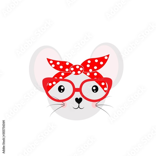 cute cartoon animal with glasses vector illustration	
