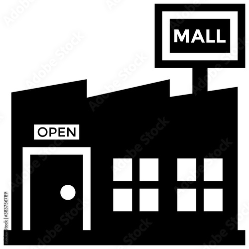 
Building architecture with a board, mall icon vector 
