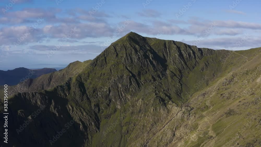 Snowdon mountain aerial view with blue skies Snowdon mountain aerial view with blue skies
