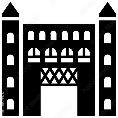 
Building architecture with a board, mall icon vector 
