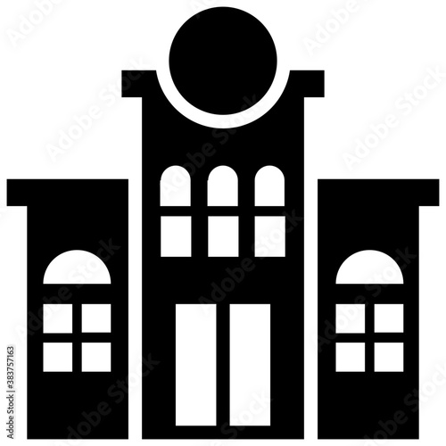 
Building architecture with a board, mall icon vector 
