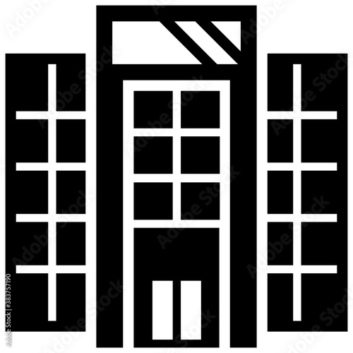
Building architecture with a board, mall icon vector 
