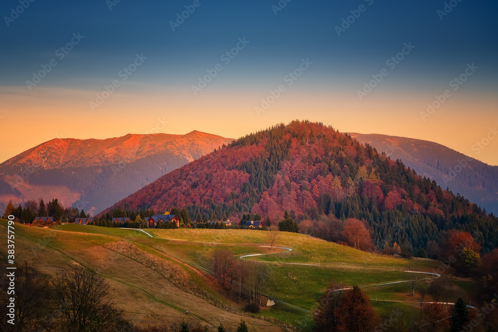 Fototapeta premium beautiful landscape with valleys, mountains in morning