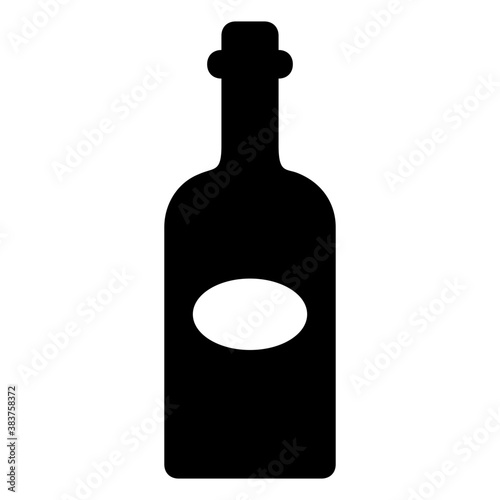 
A bar drink icon with glass and bottle, alcoholic drink 

