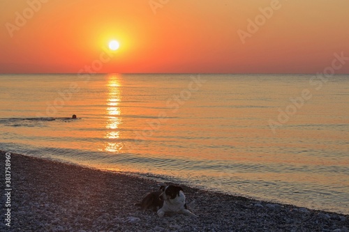 Sunrise over the Mediterranean sea in Turkey