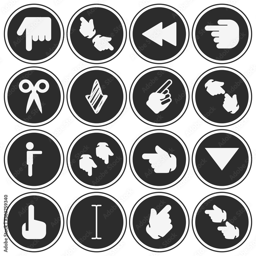 16 pack of tapping  filled web icons set