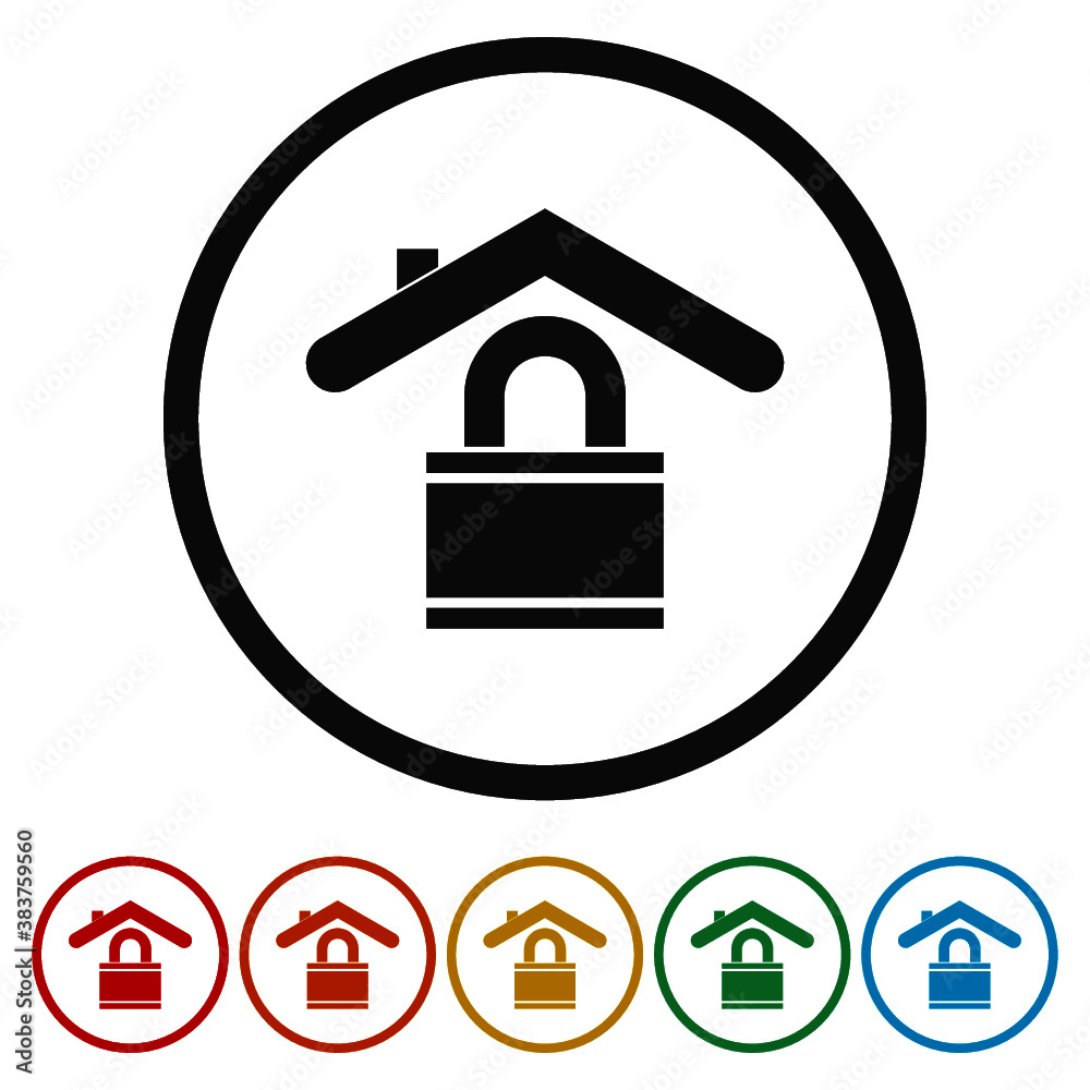House under protection ring icon, color set House under protection ring icon, color set