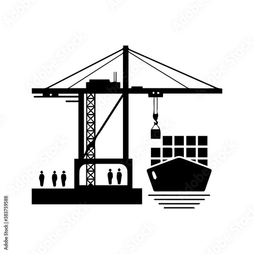 Crane load box on the ship icon