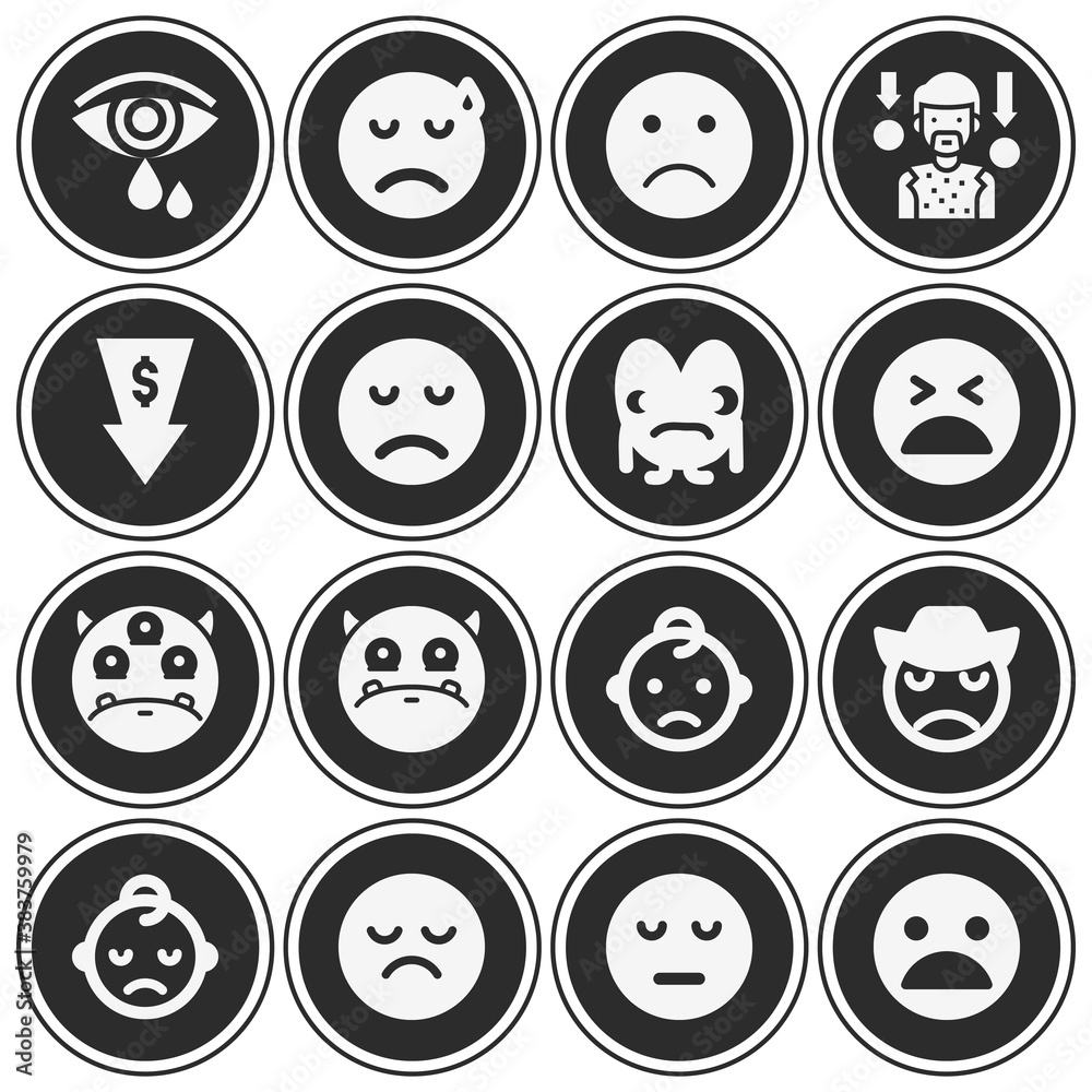 16 pack of miserable filled web icons set 16 pack of miserable filled web icons set