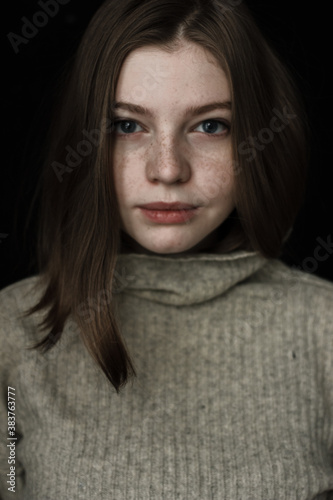 Freckles cute girl portraits