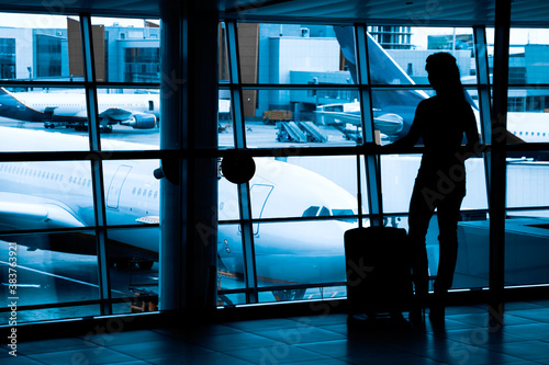 Passengers at the airport photo